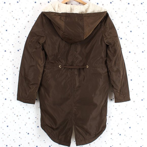 Fur Lined Hood Long Padded Zip Up Jacket Olive - Picture 8 of 9